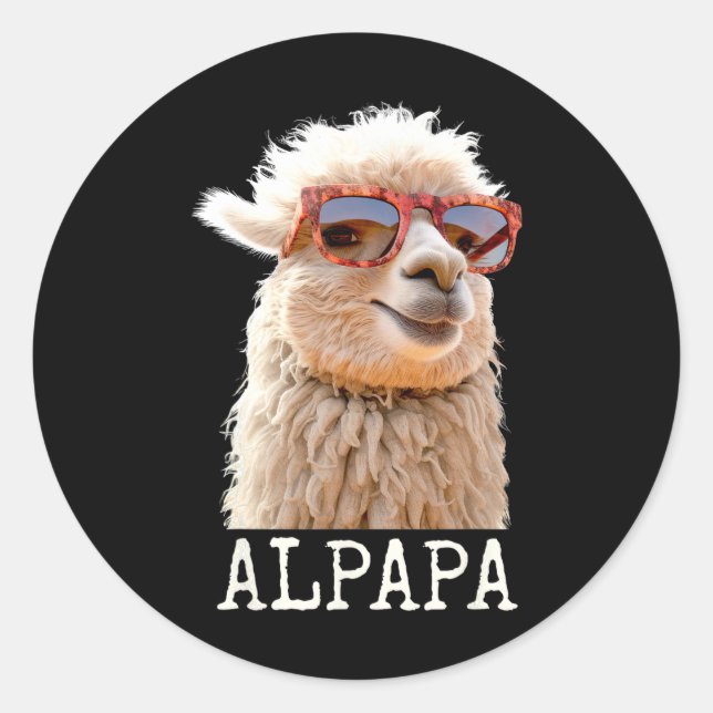 Alpaca Papa Alpapa Lama Daddy Cute Alpaca Dad Fath Classic Round Sticker (Front)