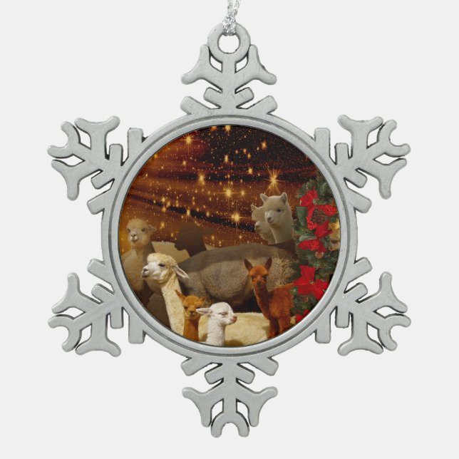 Alpaca Pewter Snowflake Ornament (Front)