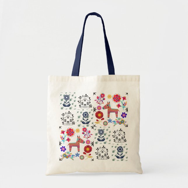 Alpaca Pinata With Blue House and Flowers Budget  Tote Bag (Front)