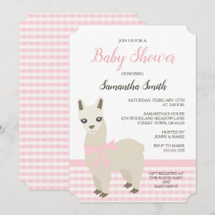Alpaca Pink Baby Shower Invitation