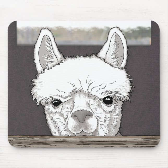 Alpaca Portrait Mouse Mat (Front)