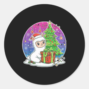Alpaca Santa Hat Xmas Alpaca Lover Adults Boy Girl Classic Round Sticker