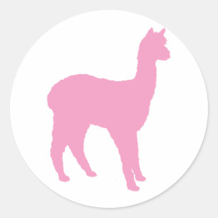 Alpaca Silhouette (in pink) Classic Round Sticker