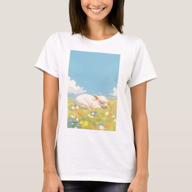 Alpaca Sleeping Meadow T-Shirt (Front)