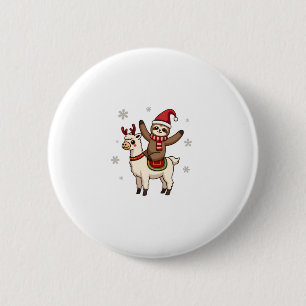 Alpaca Sloth Christmas (1) 6 Cm Round Badge