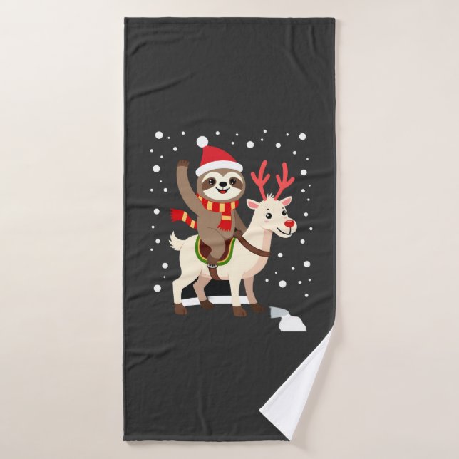 Alpaca Sloth Christmas (1) Bath Towel (Bath Towel)