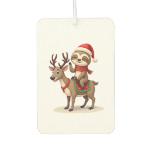 Alpaca Sloth Christmas (1) Car Air Freshener