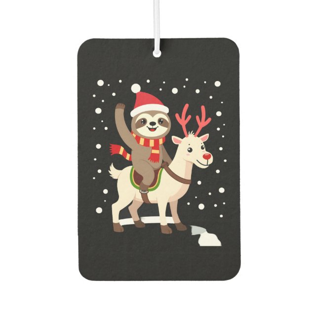 Alpaca Sloth Christmas (1) Car Air Freshener (Front)