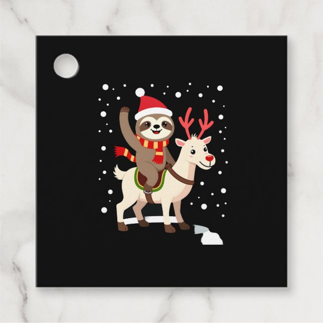 Alpaca Sloth Christmas (1) Favour Tags (Front)