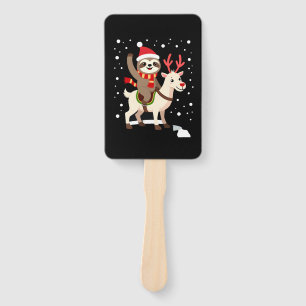 Alpaca Sloth Christmas (1) Hand Fan