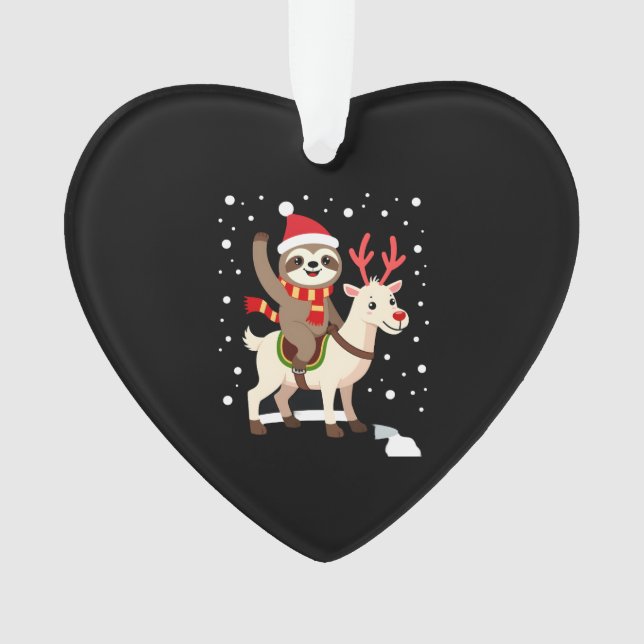 Alpaca Sloth Christmas (1) Ornament (Front)
