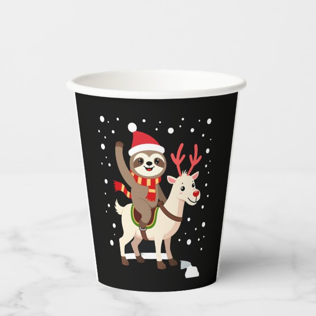 Alpaca Sloth Christmas (1) Paper Cups (Front)
