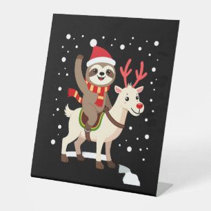 Alpaca Sloth Christmas (1) Pedestal Sign