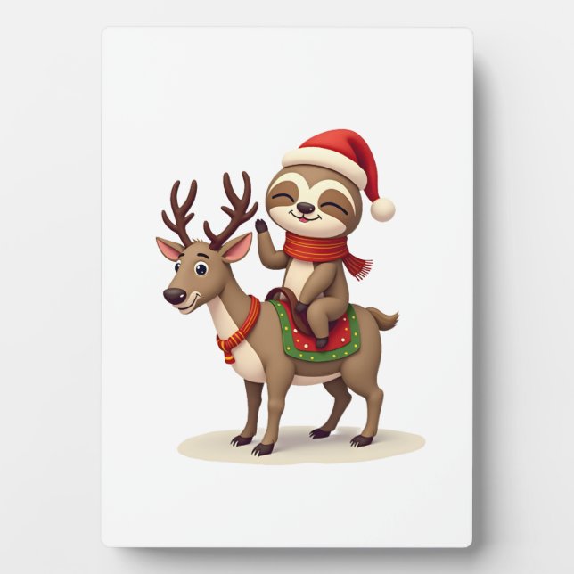 Alpaca Sloth Christmas (1) Plaque (Front)