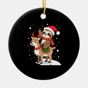 Alpaca Sloth Christmas (2) Ceramic Tree Decoration