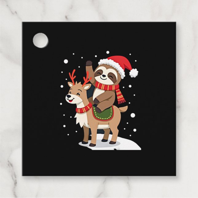 Alpaca Sloth Christmas (2) Favour Tags (Front)