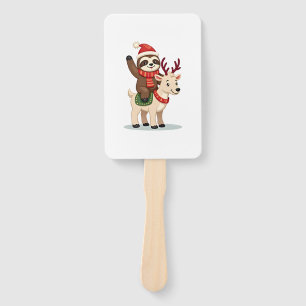 Alpaca Sloth Christmas (2) Hand Fan
