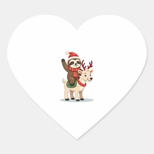 Alpaca Sloth Christmas (2) Heart Sticker (Front)