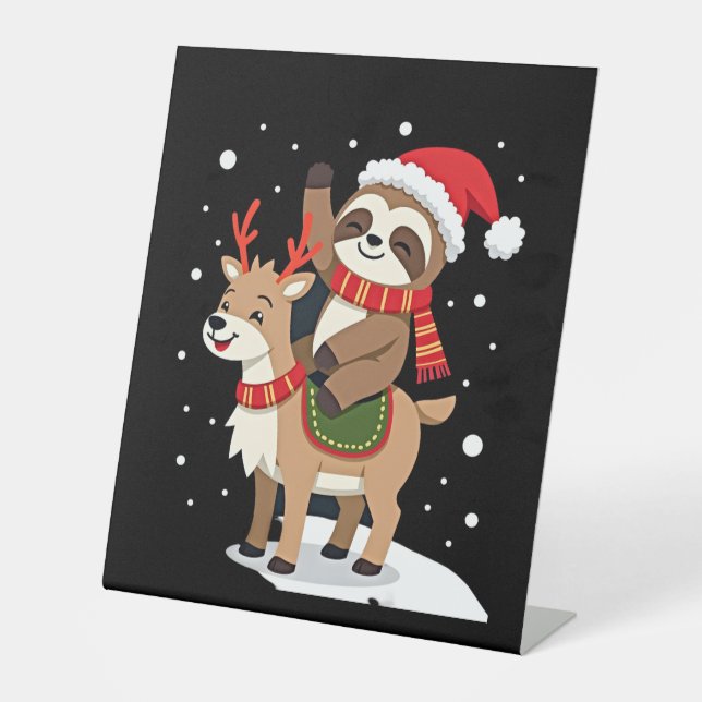 Alpaca Sloth Christmas (2) Pedestal Sign (Front)