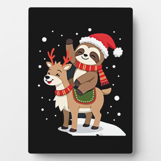 Alpaca Sloth Christmas (2) Plaque (Front)