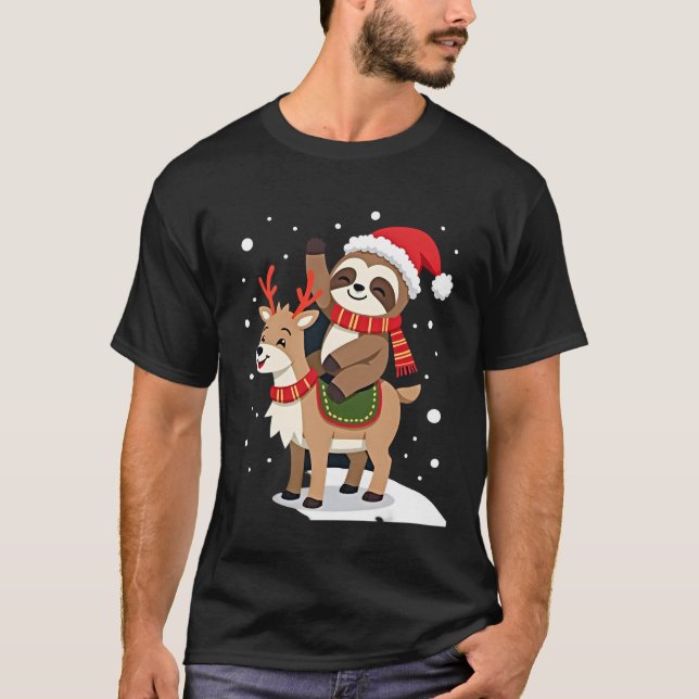 Alpaca Sloth Christmas (2) T-Shirt (Front)