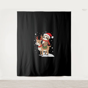 Alpaca Sloth Christmas (2) Tapestry