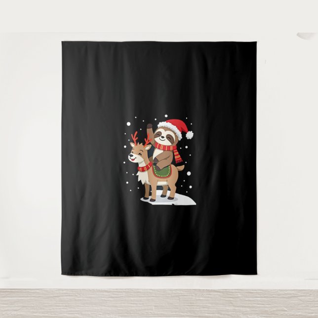 Alpaca Sloth Christmas (2) Tapestry (Front)