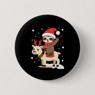 Alpaca Sloth Christmas (3) 6 Cm Round Badge