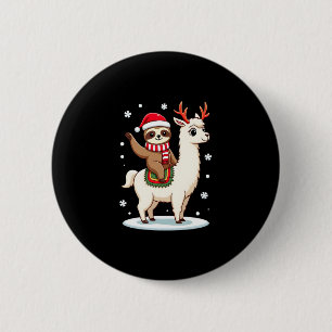 Alpaca Sloth Christmas (3) 6 Cm Round Badge