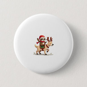 Alpaca Sloth Christmas (3) 6 Cm Round Badge