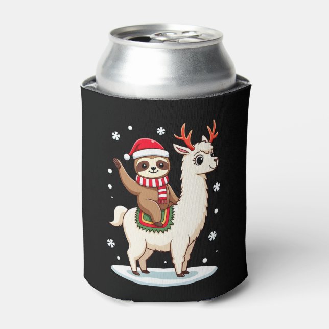 Alpaca Sloth Christmas (3) Can Cooler (Can Front)