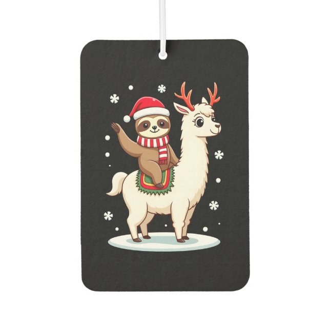 Alpaca Sloth Christmas (3) Car Air Freshener (Front)