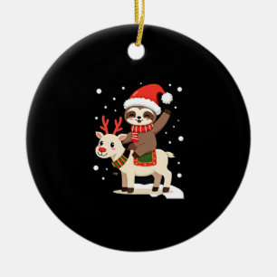 Alpaca Sloth Christmas (3) Ceramic Tree Decoration