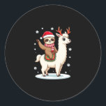 Alpaca Sloth Christmas (3) Classic Round Sticker<br><div class="desc">Alpaca Sloth Christmas (3)</div>
