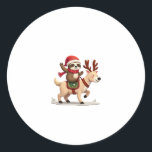 Alpaca Sloth Christmas (3) Classic Round Sticker<br><div class="desc">Alpaca Sloth Christmas (3)</div>