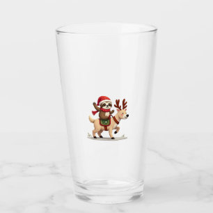 Alpaca Sloth Christmas (3) Glass