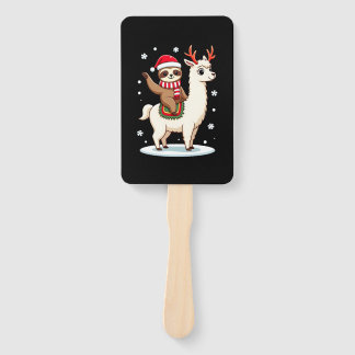 Alpaca Sloth Christmas (3) Hand Fan
