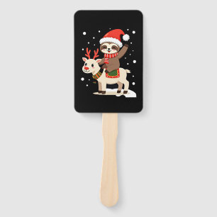 Alpaca Sloth Christmas (3) Hand Fan