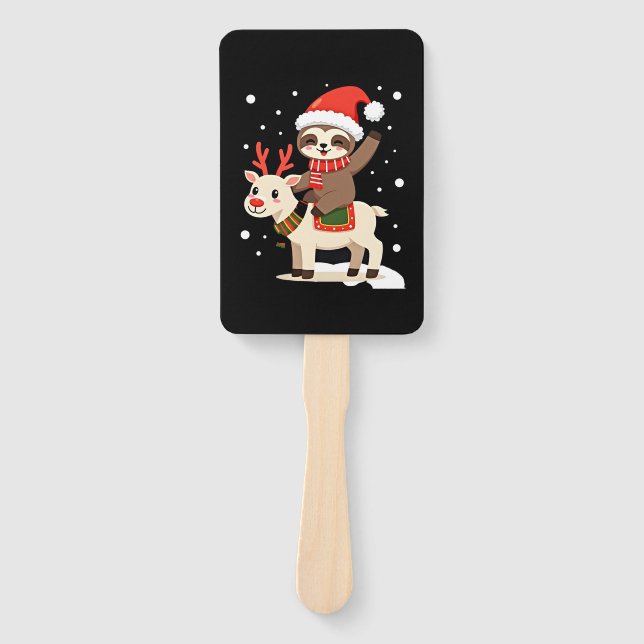 Alpaca Sloth Christmas (3) Hand Fan (Front)