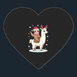 Alpaca Sloth Christmas (3) Heart Sticker<br><div class="desc">Alpaca Sloth Christmas (3)</div>