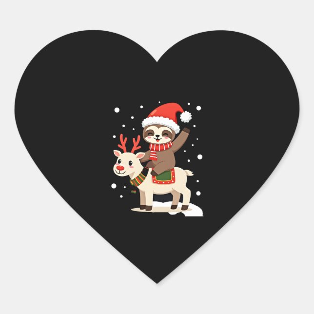 Alpaca Sloth Christmas (3) Heart Sticker (Front)