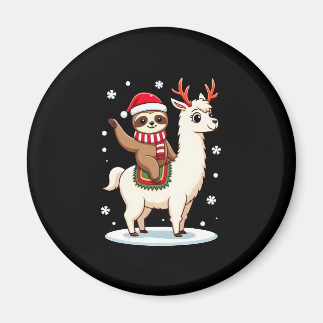 Alpaca Sloth Christmas (3) Magnet (Front)