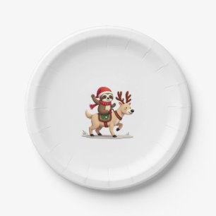Alpaca Sloth Christmas (3) Paper Plate