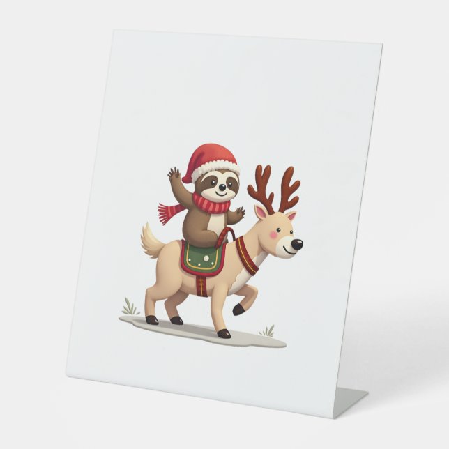 Alpaca Sloth Christmas (3) Pedestal Sign (Front)