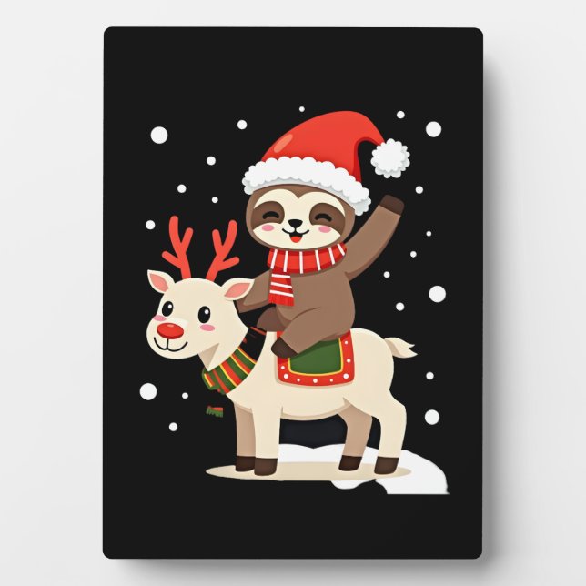 Alpaca Sloth Christmas (3) Plaque (Front)