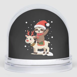 Alpaca Sloth Christmas (3) Snowglobe