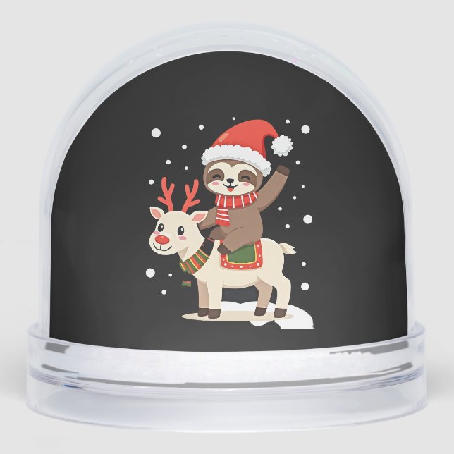Alpaca Sloth Christmas (3) Snowglobe (Front)