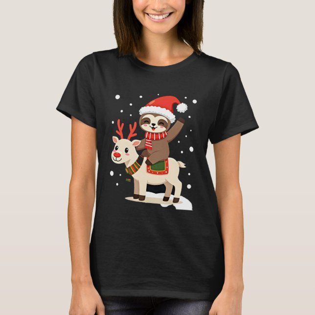 Alpaca Sloth Christmas (3) T-Shirt (Front)