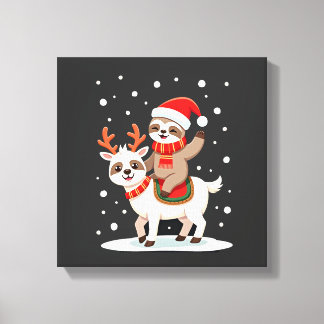 Alpaca Sloth Christmas (4) Canvas Print