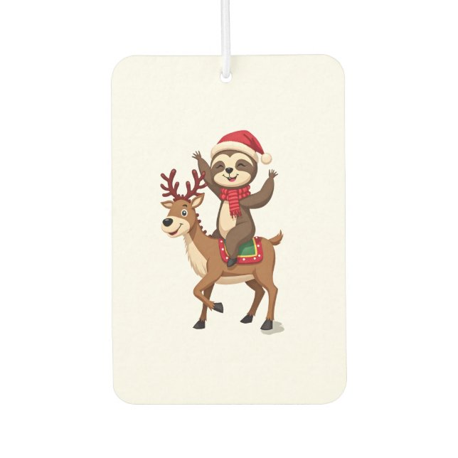 Alpaca Sloth Christmas (4) Car Air Freshener (Front)